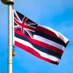 Hawaii State flag raised on pole