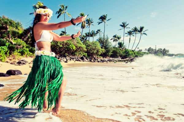 Hula dancer dancing on the beach